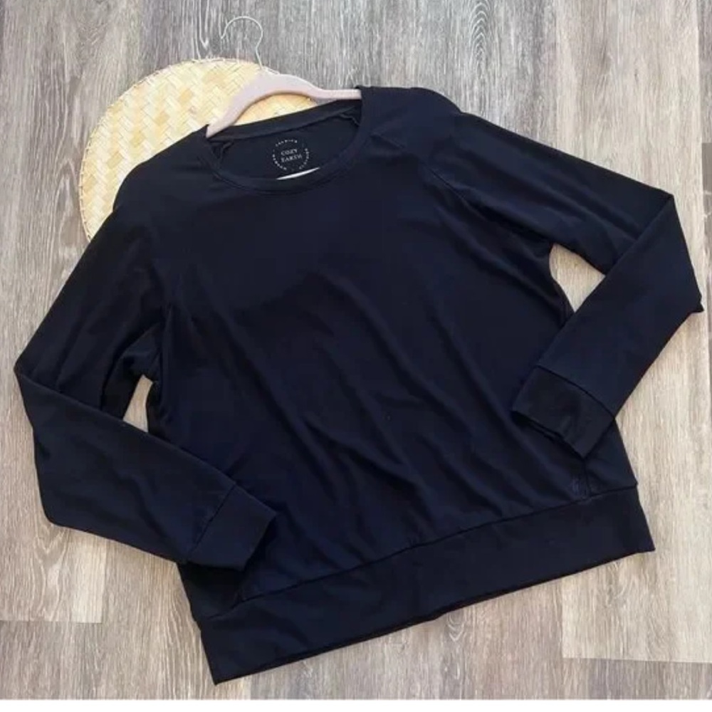 Cozy Earth Black Bamboo Long Sleeve Shirt Sweatshirt Sweater Large